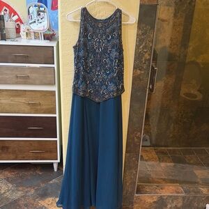 J Kara Sapphire Beaded Dress size 6 - prom, weddings, formal